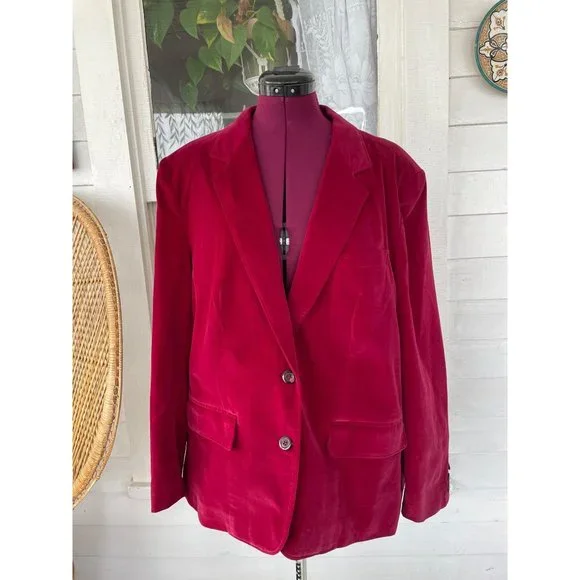 VIntage 1960s Martha Manning Womens Velvet Blazer Burgundy Sz 18 XL - Picture 13 of 13